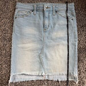 Universal Thread Denim Pencil Skirt with Frayed Hem